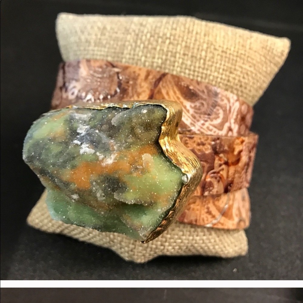 Nordstrom Green and Brown Stone Bracelet